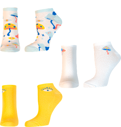 Памучни чорапи, 3 различни дизайна, размер 36-38 happy FOOTtopia