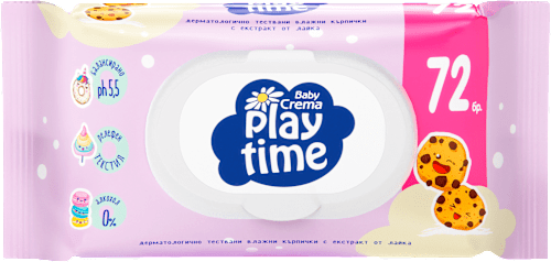 Влажни бебешки кърпи Play Time с капак, различни цветове Baby Crema play time