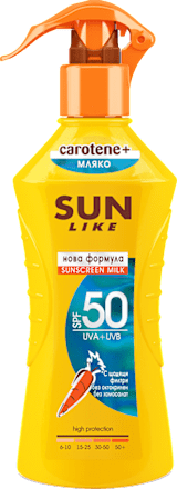 Слънцезащитно мляко за тяло Carotene+ SPF 50 SUN LIKE