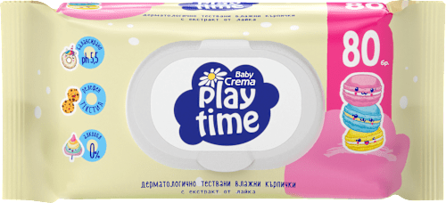 Влажни кърпи с екстракт от лайка, различни цветове/мотиви Baby Crema play time