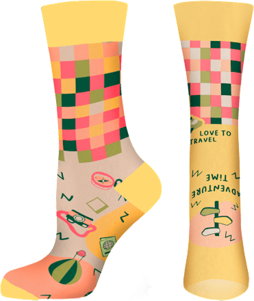 Памучни чорапи Love To Travel, размер 39-42, различни цветове/мотиви happy FOOTtopia