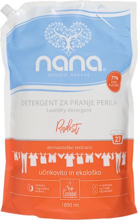 Tekoči detergent za perilo Radost, polnilo nana