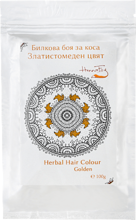 Билкова боя за коса - Златистомеден цвят HennaFox