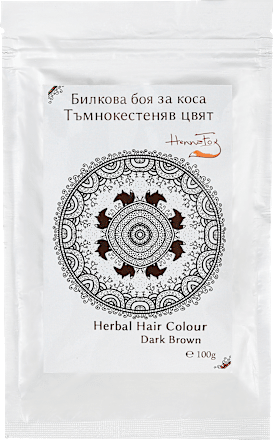 Билкова боя за коса - Тъмнокестеняв цвят HennaFox
