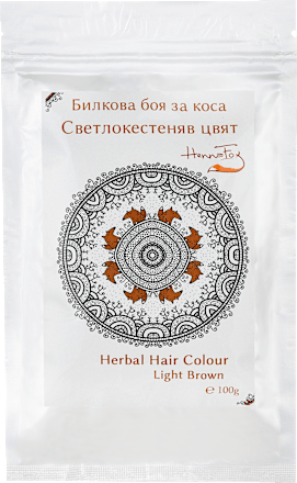 Билкова боя за коса - Светлокестеняв цвят HennaFox
