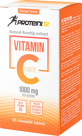 Prehransko dopolnilo Vitamin C FORTE v obliki žvečljivih tablet proteini.si