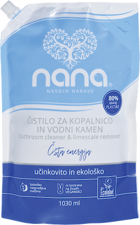 Čistilo za kopalnico in vodni kamen Čista energija, polnilo nana