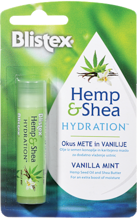 Balzam za ustnice Hemp & Shea z okusom mete in vanilje Blistex