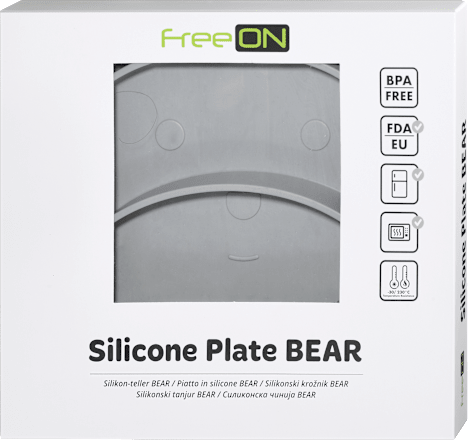 Silikonski krožnik BEAR, siv FreeON
