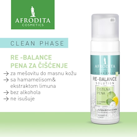 CLEAN PHASE 1 RE-BALANCE pena za čišćenje lica AFRODITA