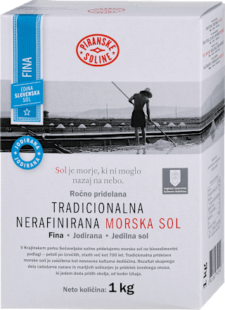 Jedilna sol, fino mleta, jodirana Piranske soline