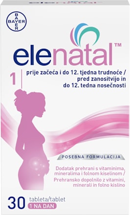 Prehransko dopolnilo ELENATAL 1, pred zanositvijo in do 12. tedna nosečnosti BAYER