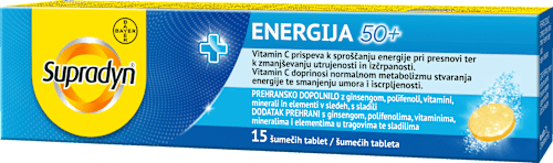 Šumeče tablete Energija 50+ Supradyn