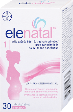 Prehransko dopolnilo ELENATAL 1, pred zanositvijo in do 12. tedna nosečnosti BAYER