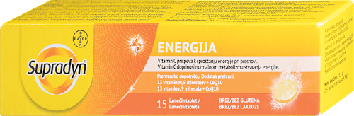 Šumeče tablete Energija s koencimom Q10 Supradyn