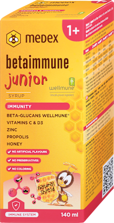 Sirup za otroke Betaimmune Junior, 1 leto +  Medex