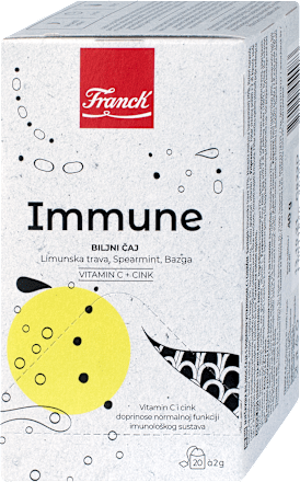 Immune biljni čaj Vitamin C + Cink – limunska trava, spearmint, bazga, 20 vrećica Franck