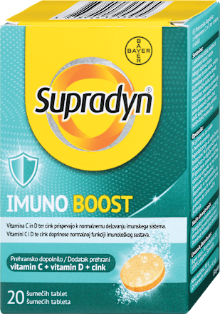 Prehransko dopolnilo Imuno Boost z vitaminoma C in D ter cinkom Supradyn
