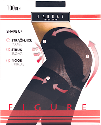 Shape Up! hulahopke Figure, 100 DEN, veličina 2 – 3 – Crna  JADRAN ČARAPE