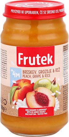 Kašica, breskva i grožđe sa pirinčem, od 4. meseca Frutek