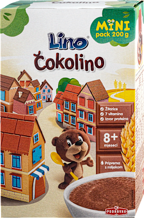 Čokolino MINI pack - instant pahuljice od žita i čokolade, od 8. meseci Lino