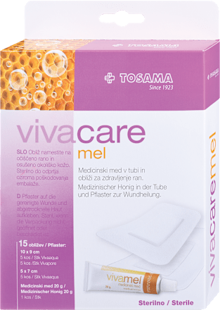 Medicinski med v tubi in obliži za zdravljenje ran vivacare