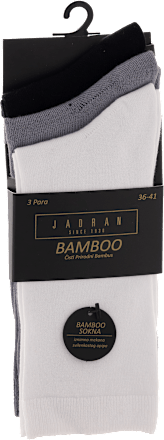 Bamboo sokne, veličina 36 – 41 – Crna, siva i bijela, 3 para  JADRAN ČARAPE