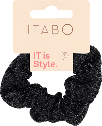 Scrunchy gumica za kosu – crna svjetlucava ITABO