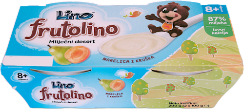 frutolino mliječni desert – marelica i kruška Lino