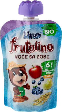 frutolino organska kašica - kruška, jabuka i borovnica sa ovsem, od 6. meseca Lino