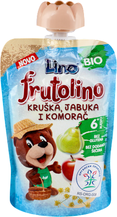 Kašica u vrećici kruška, jabuka i komorač, 6+ mj. Lino
