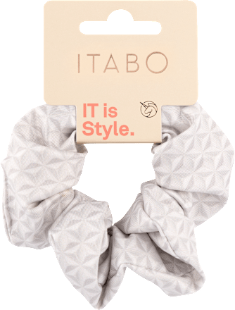 Scrunchy gumica za kosu – svijetlo siva s uzorkom ITABO