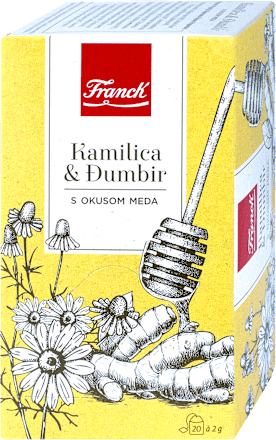 Biljni čaj – kamilica & đumbir s okusom meda, 20 vrećica Franck