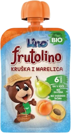 Kašica u vrećici od kruške i maralice, 6+ mj. Lino