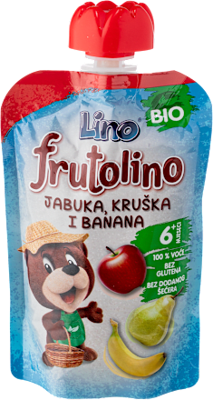 frutolino EKO kašica jabuka, kruška i banana –  6+ mj. Lino