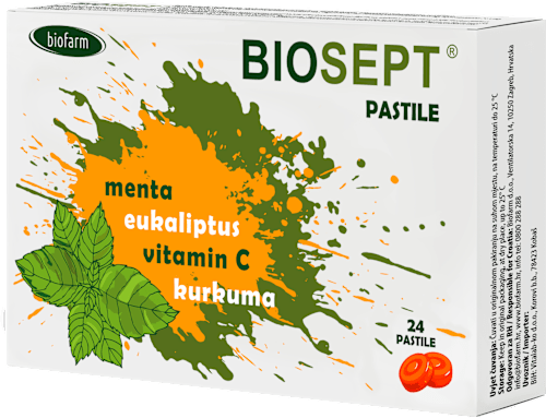 Biosept pastile za grlo – menta, eukaliptus, vitamin C i kurkuma biofarm