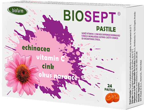 Biosept pastile za grlo – vitamin C, echinacea, naranča i cink biofarm