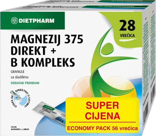 Magnezij 375 Direkt + B kompleks DIETPHARM