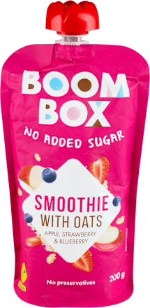 SMOOTHIE pasterizovana kaša - ovsene pahuljice, jabuka, jagoda i borovnica BOOM BOX