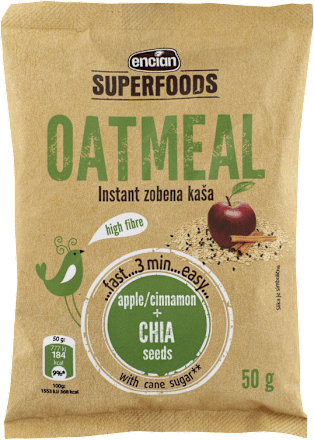 Superfoods zobena kaša – jabuka, cimet i chia sjemenke encian