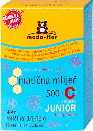 Matična mliječ 500 + vitamin C Junior medo-flor