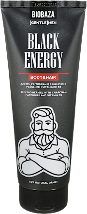 Men Black Energy gel za tuširanje – ugljen, pačuli, vitamin B5  Biobaza