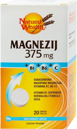 Magnezij 375 mg + B1 + B6 + C  Natural Wealth