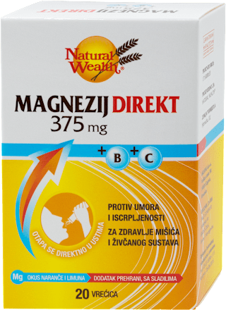 Magnezij Direkt 375 mg + B + C Natural Wealth