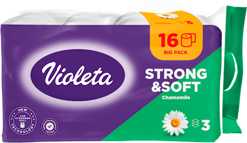 strong&soft toaletni papir, 3-slojni – kamilica Violeta