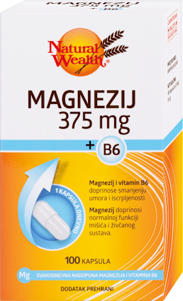 Magnezij 375mg + B6 Natural Wealth