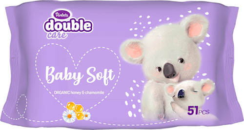 double care Baby Soft vlažne maramice za bebe - organski med i kamilica Violeta