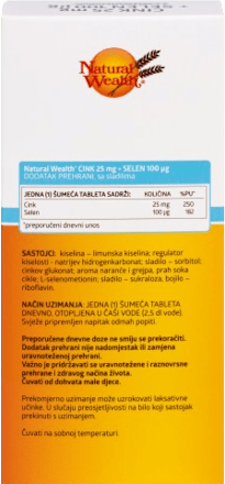 Cink 25 mg + Selen 100 µg Natural Wealth
