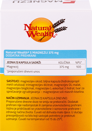 5 Magnezij 375 mg Natural Wealth