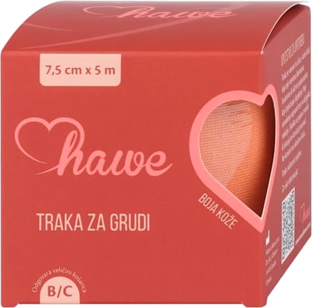 Traka za grudi  – boja kože, 7,5 cm x 5 m hawe